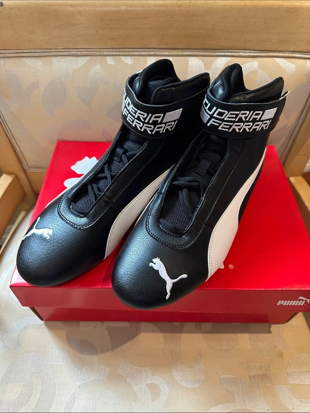 Puma Black White Scuderia Ferrari High-Top Racing Sneakers- Brand New in Box